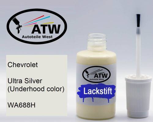 Chevrolet, Ultra Silver (Underhood color), WA688H: 20ml Lackstift, von ATW Autoteile West.